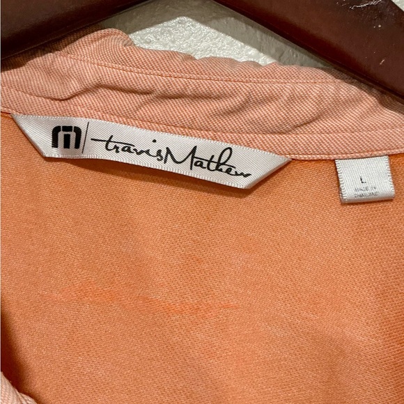 Travis Mathew Polo Golf Shirt Men's Size Large Short Sleeve Orange Cotton Lycra - Picture 4 of 7